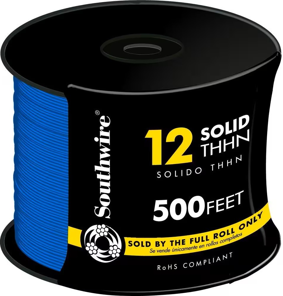 500-ft 12 -AWG Blue Solid Copper THHN wire ( By-the-roll )