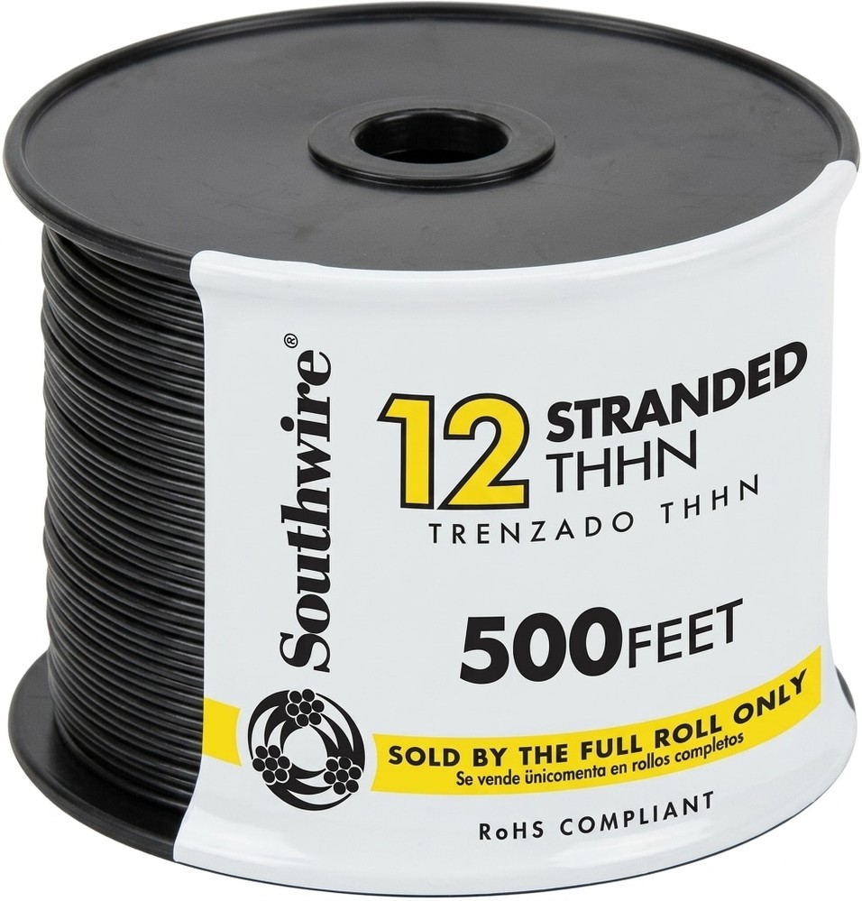 500-ft 12 -AWG Black Stranded Copper THHN wire ( By-the-roll )