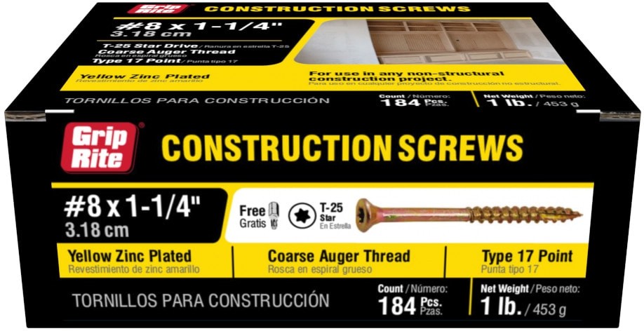 #8 x 1-1/4-in Yellow zinc Interior Trim screws 184 -Per Box