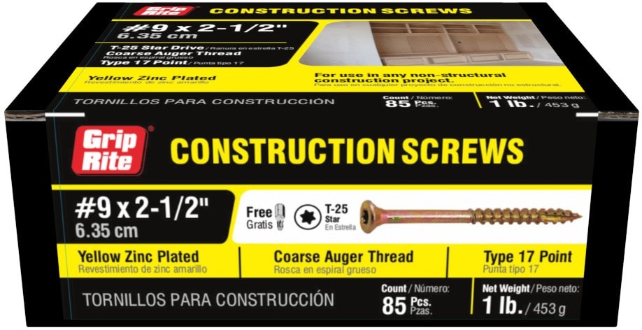 #9 x 2-1/2-in Yellow zinc Interior Trim screws 85 -Per Box