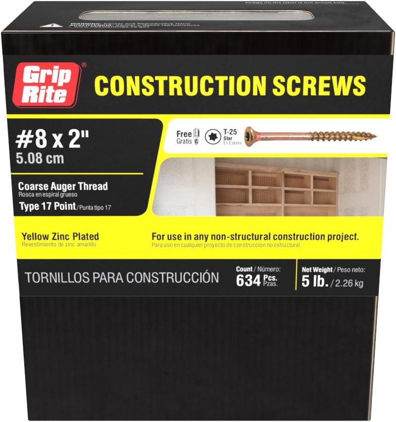 #8 x 2-in Yellow zinc Interior Trim screws 634 -Per Box