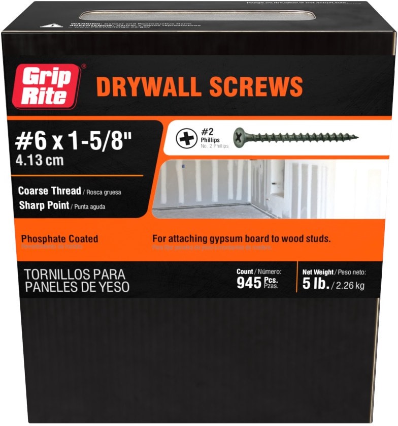 #6 x 1-5/8-in Bugle Coarse Thread Drywall Screws 5-lb 945 -Pack