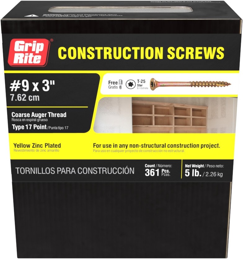#9 x 3-in Yellow zinc Interior Trim screws 361 -Per Box