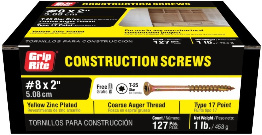 #8 x 2-in Yellow zinc Interior Construction screws 127 -Per Box