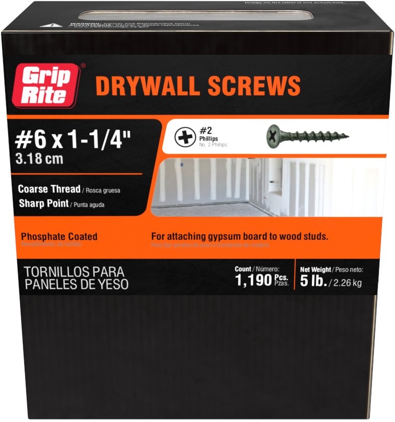 #6 x 1-1/4-in Bugle Coarse Thread Drywall Screws 5-lb 1190 -Pack