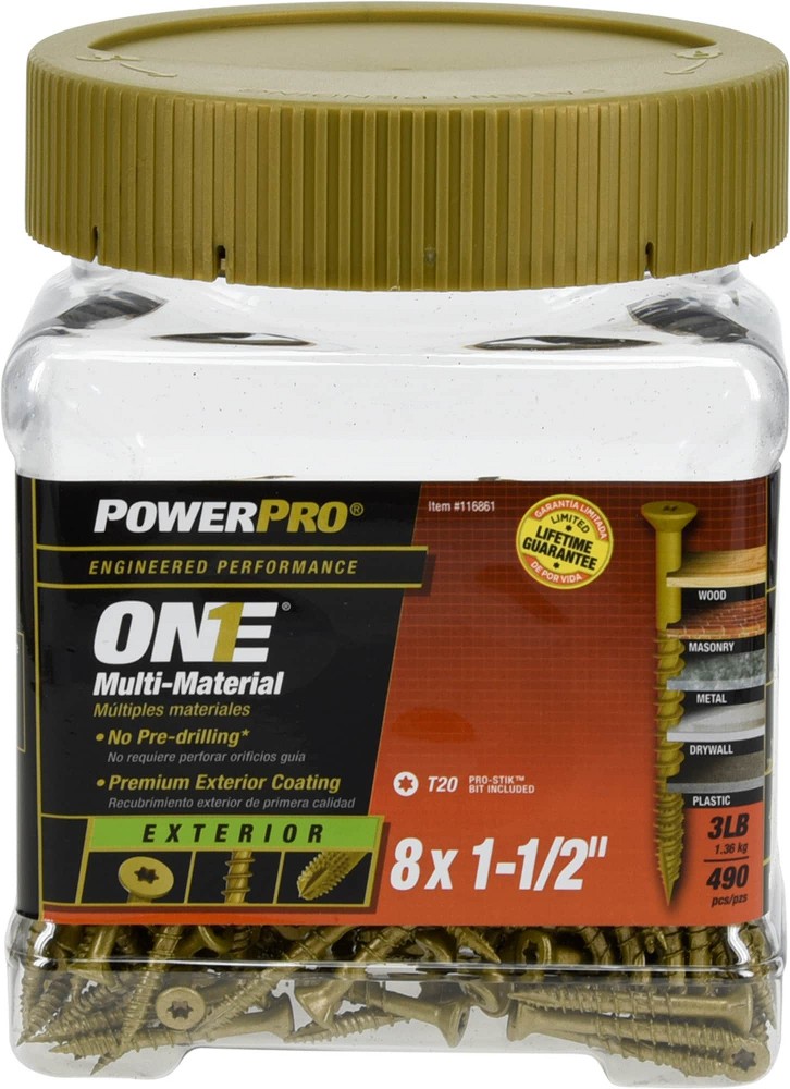 One #8 x 1-1/2-in Epoxy Exterior Multi-material screws 490 -Per Box