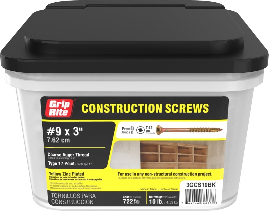 #9 x 3-in Yellow zinc Interior Trim screws 722 -Per Box