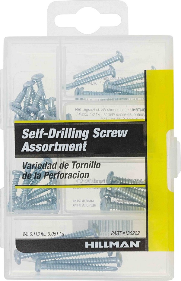 5.9 Inch Silver Screws Pan head self-drilling screw assortment kit Kit 48 -Pack