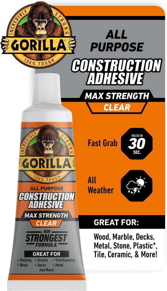 Max Strength Polymer-based Clear Multi-use Exterior Construction Adhesive ( 2.5-fl oz Fluid Oz)