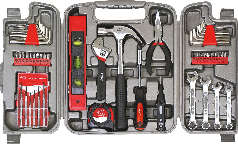 53 -Piece Red Household Tool Set with Hard Case