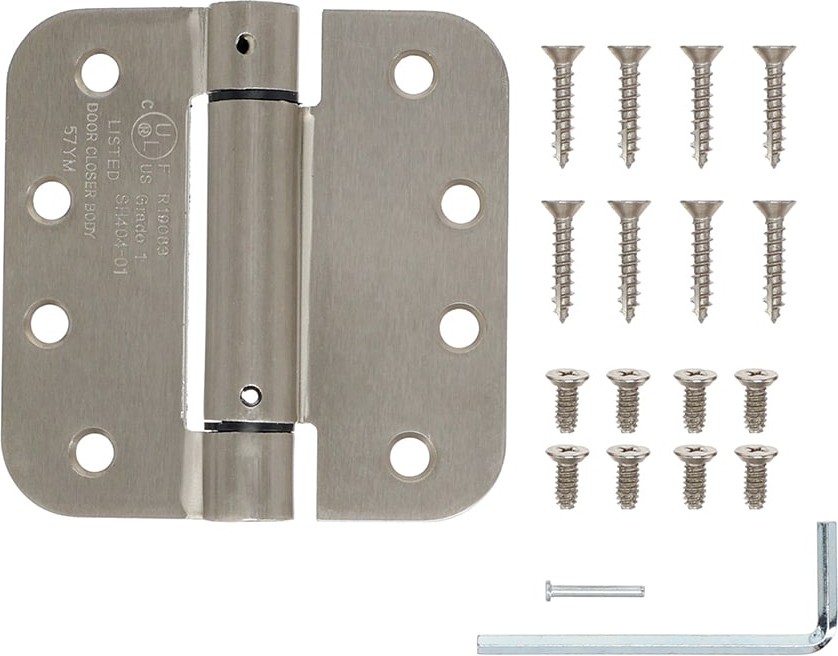 4-in H x 5/8-in Radius Satin Nickel Spring Interior Door Hinge