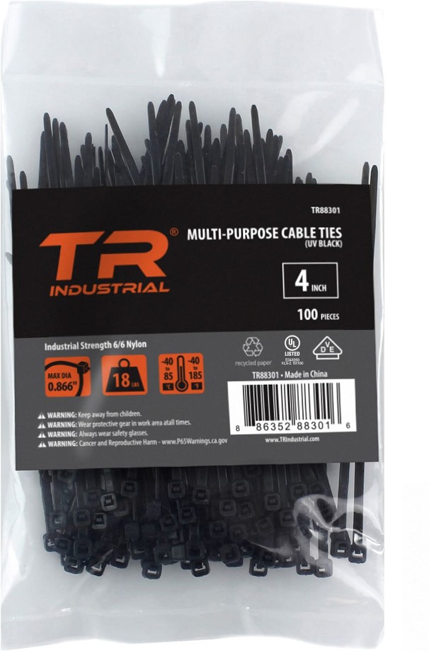 4-in 18.0-lb Tensile Strength Nylon Standard zip ties Black with UV Protection 500 -Pack