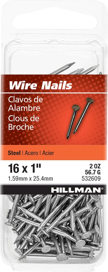 1-in 16 -Gauge 2d Bright Brad nails 100 -Per Box