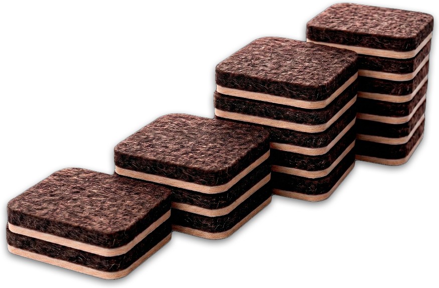 16 -Pack 1-in Brown Square Felt furniture pads