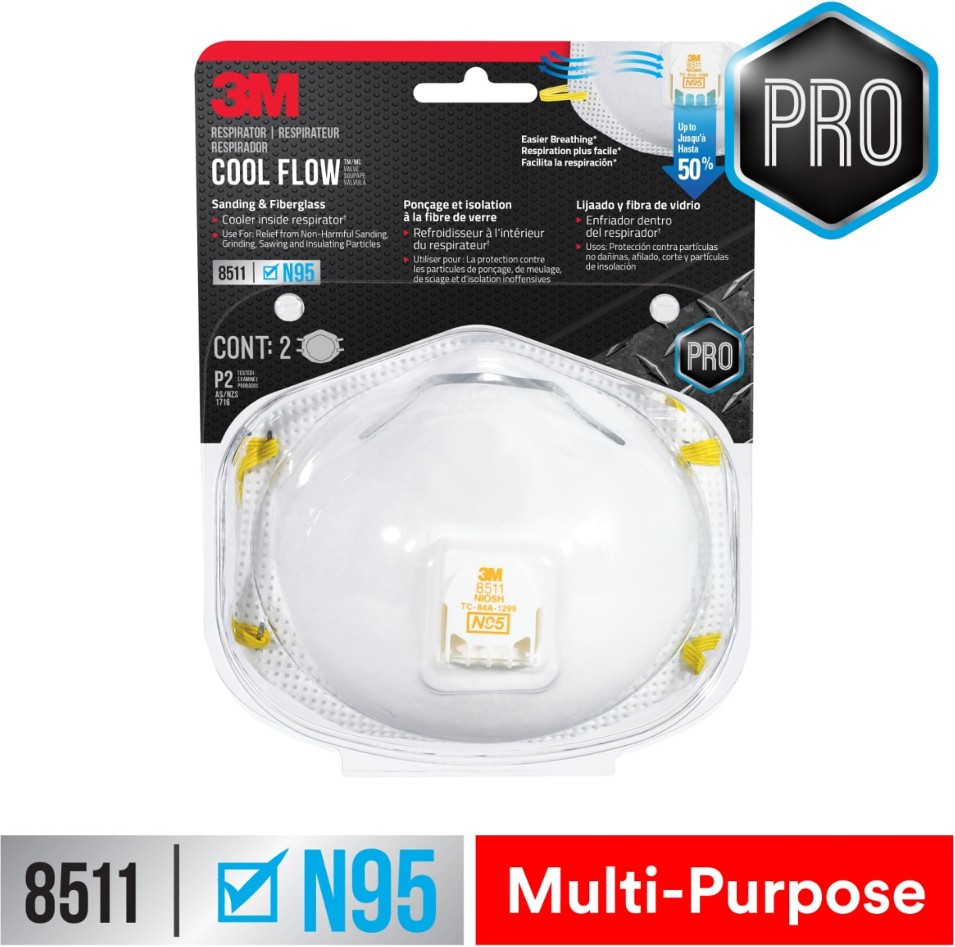 White N95 Multi-Purpose Valved Respirator 2 -Pack