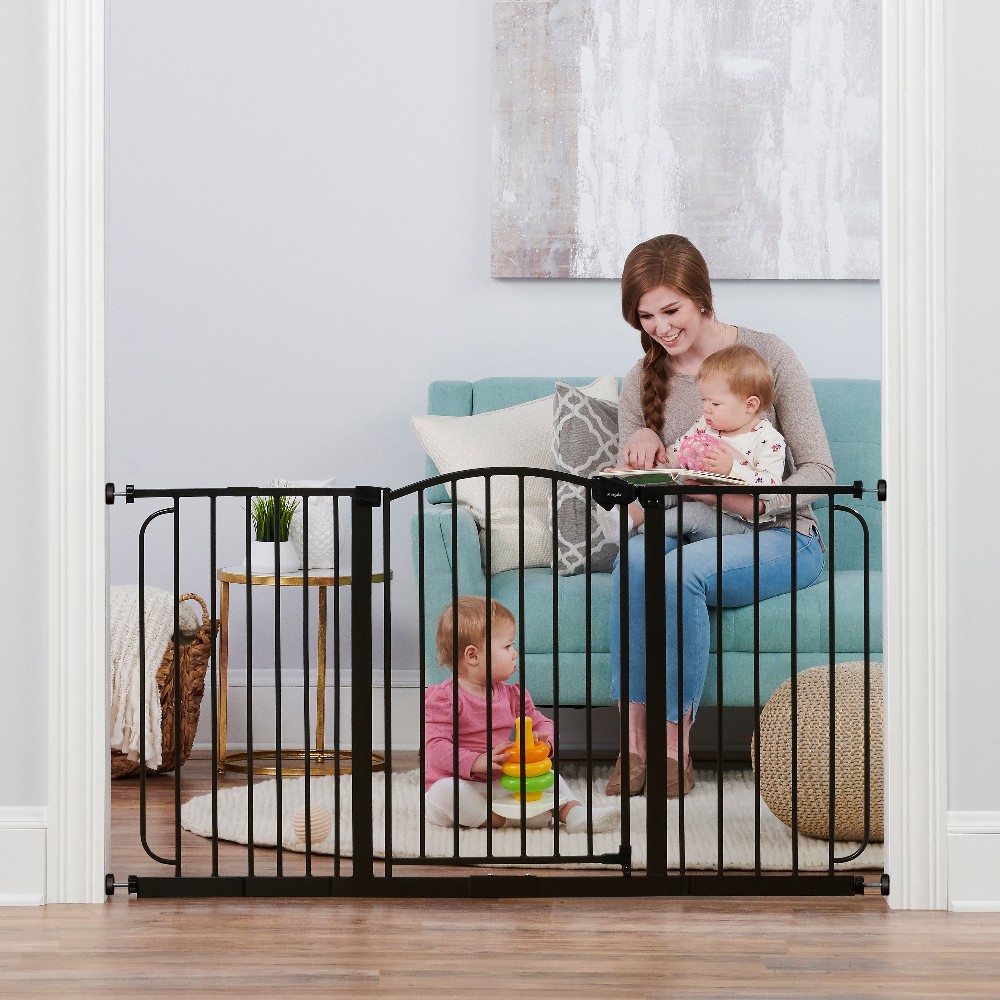 Home Accents Super Wide Safety Gate 58-in x 30-in Pressure Mounted Bronze Metal Safety Gate