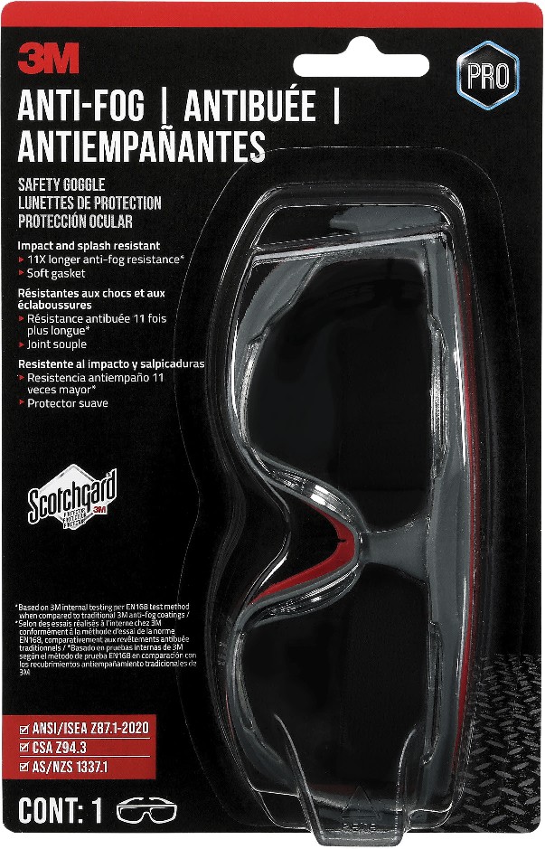 Scotchgard Plastic Anti-Fog Safety Goggles