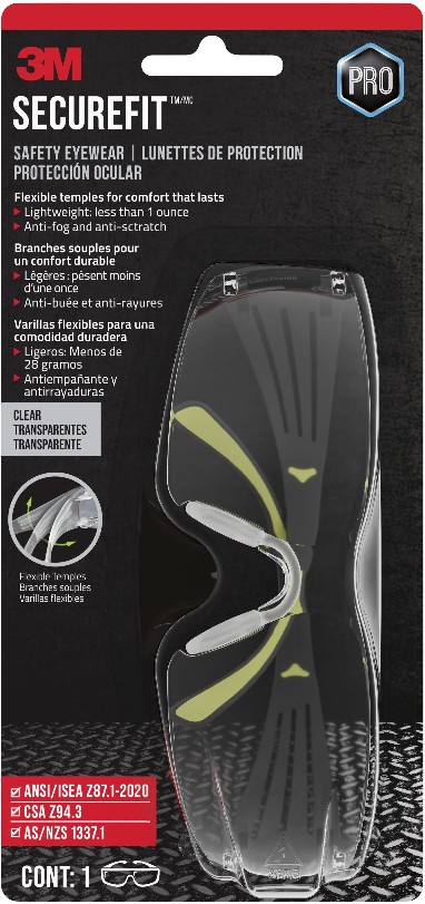 SecureFit Plastic Anti-Fog Safety Glasses