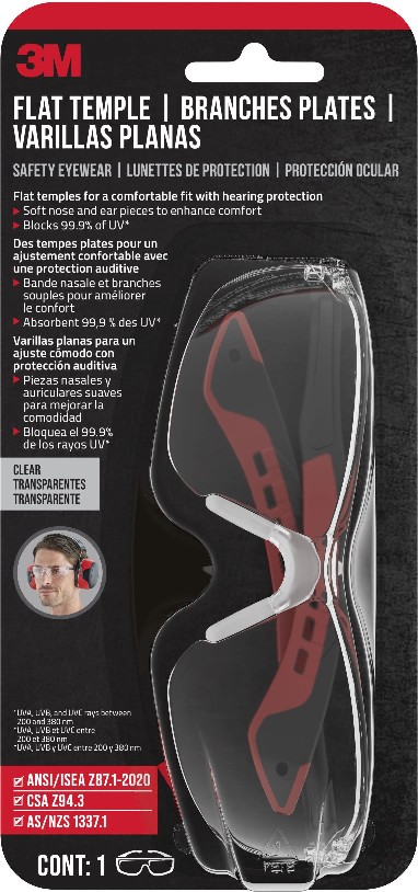 Clear Lens Flat Temple Anti-Scratch Plastic Safety Glasses