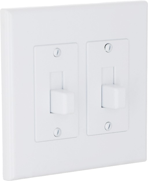 TayMac Revive 2 -Gang Jumbo Size White PVC Indoor Toggle Wall Plate