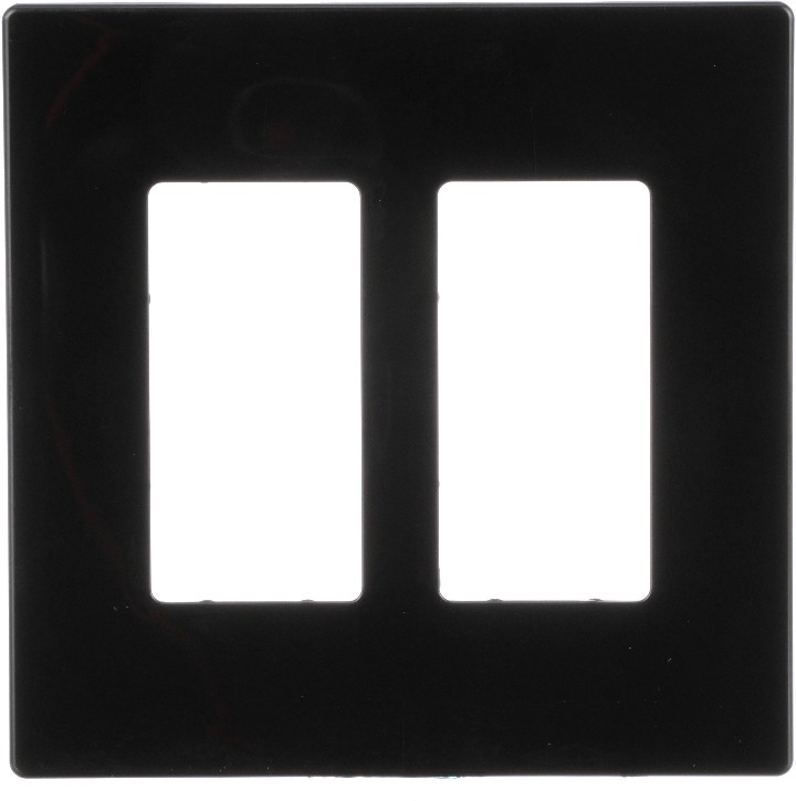 2 -Gang Midsize Size Black Polycarbonate Indoor Screwless Decorator Wall Plate
