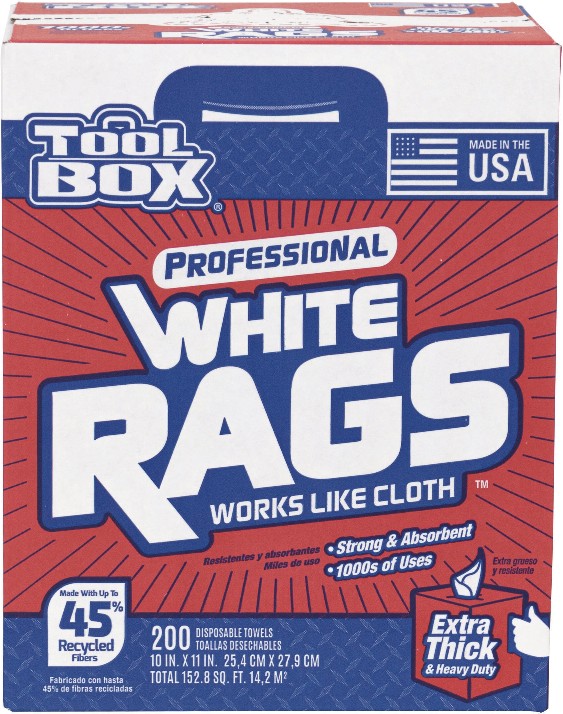 ToolBox Professional White Rags 200 -Pack Paper Shop towel