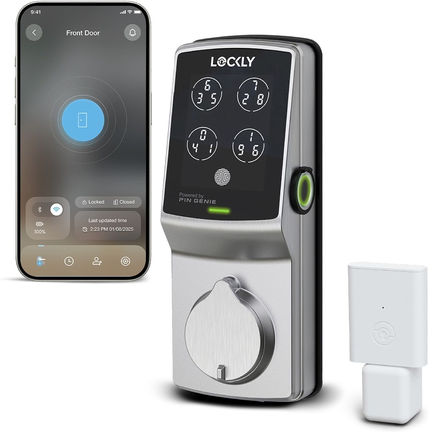 Secure Pro Deadbolt Secure Pro Deadbolt Satin Nickel Smart Lock Electronic Deadbolt with Wifi Bluetooth and Fingerprint Touchscreen Keypad