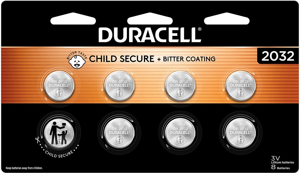 Lithium coin battery with bitter coating Lithium CR2032 Coin Batteries 8 -Pack