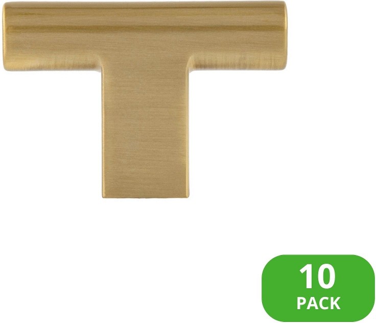 Vail 2-in Satin Brass Bar Modern Cabinet Knob 10 -Pack
