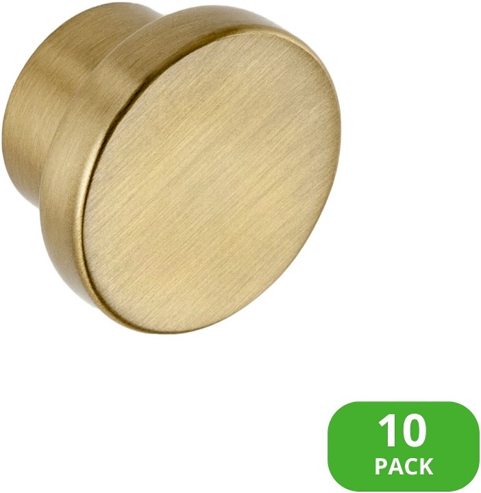 Ethan 1-1/4-in Satin Brass Round Modern Cabinet Knob 10 -Pack