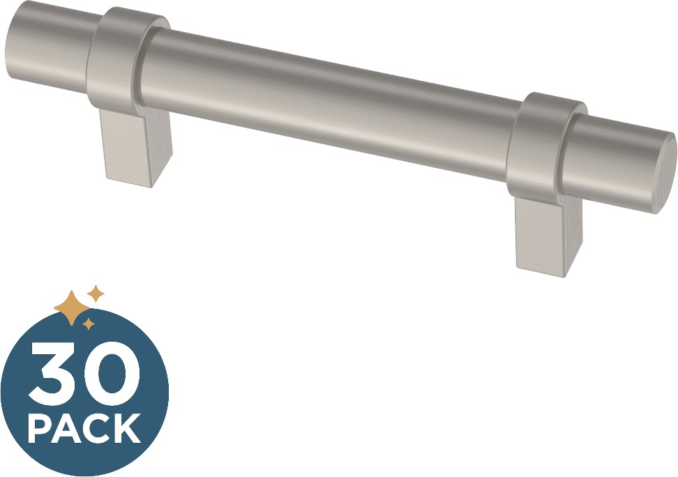 Simple Wrapped Bar 3-in , 76mm Center to Center Stainless Steel Rectangular Bar Drawer Pulls 30 -Pack