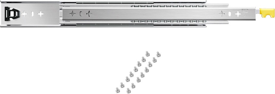 37.4-in Full extension Soft Close Side Mount Ball bearing 250-lb Load Capacity Heavy Duty Silver Drawer Slide 1 -Pair 2 -Pieces