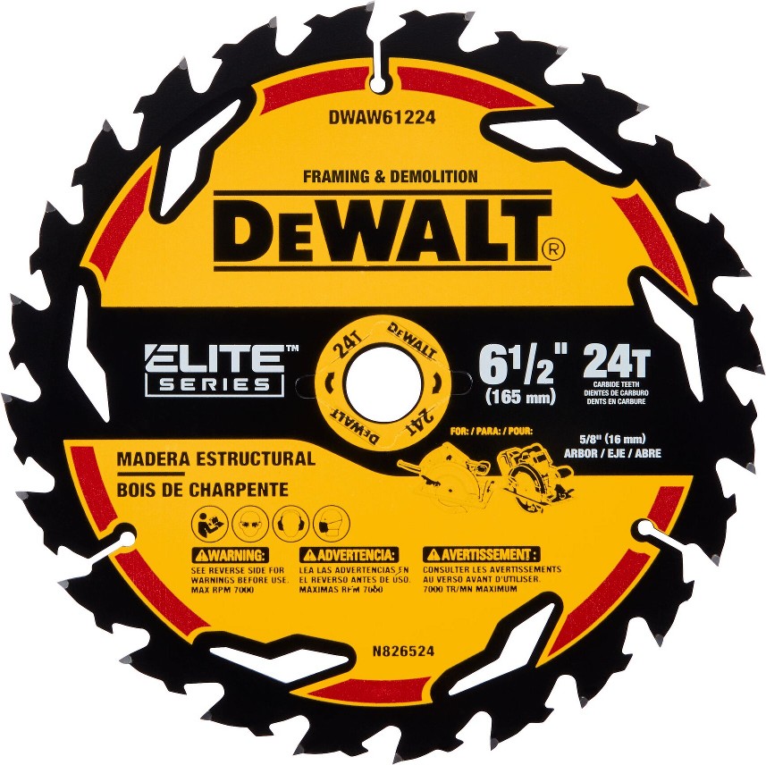 ELITE SERIES 6-1/2-in 24 -Tooth Rough Finish Tungsten carbide-tipped steel Circular saw blade Individual