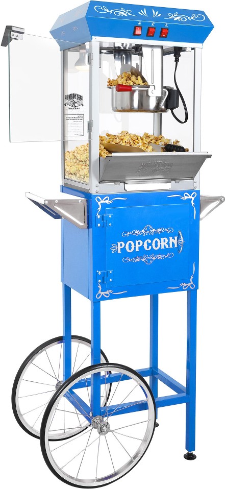 1-Cup Stainless steel Oil Freestanding Popcorn machine cart