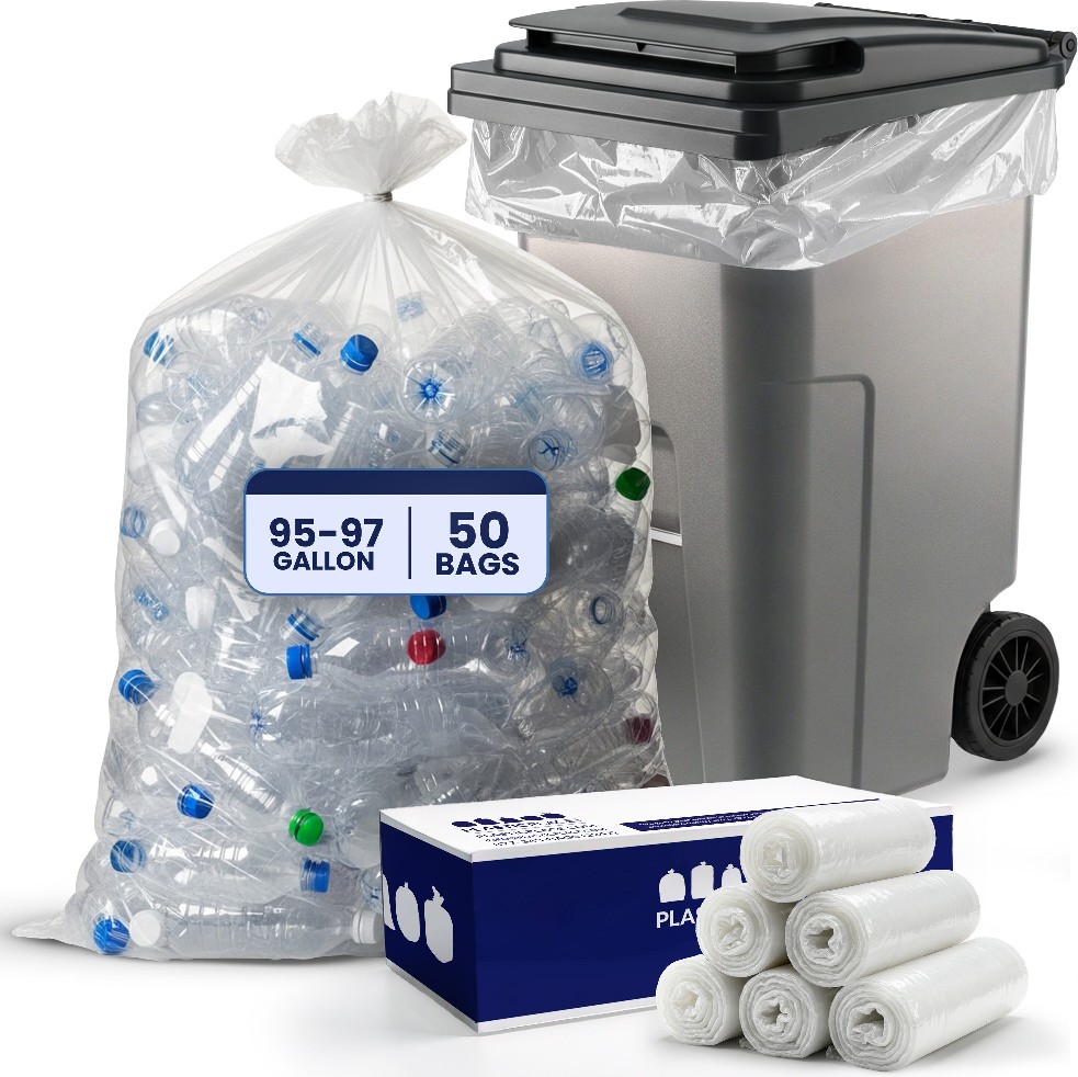 96-Gallon Scent free Clear Outdoor Plastic Can Twist Tie Trash Bag 50 -Count