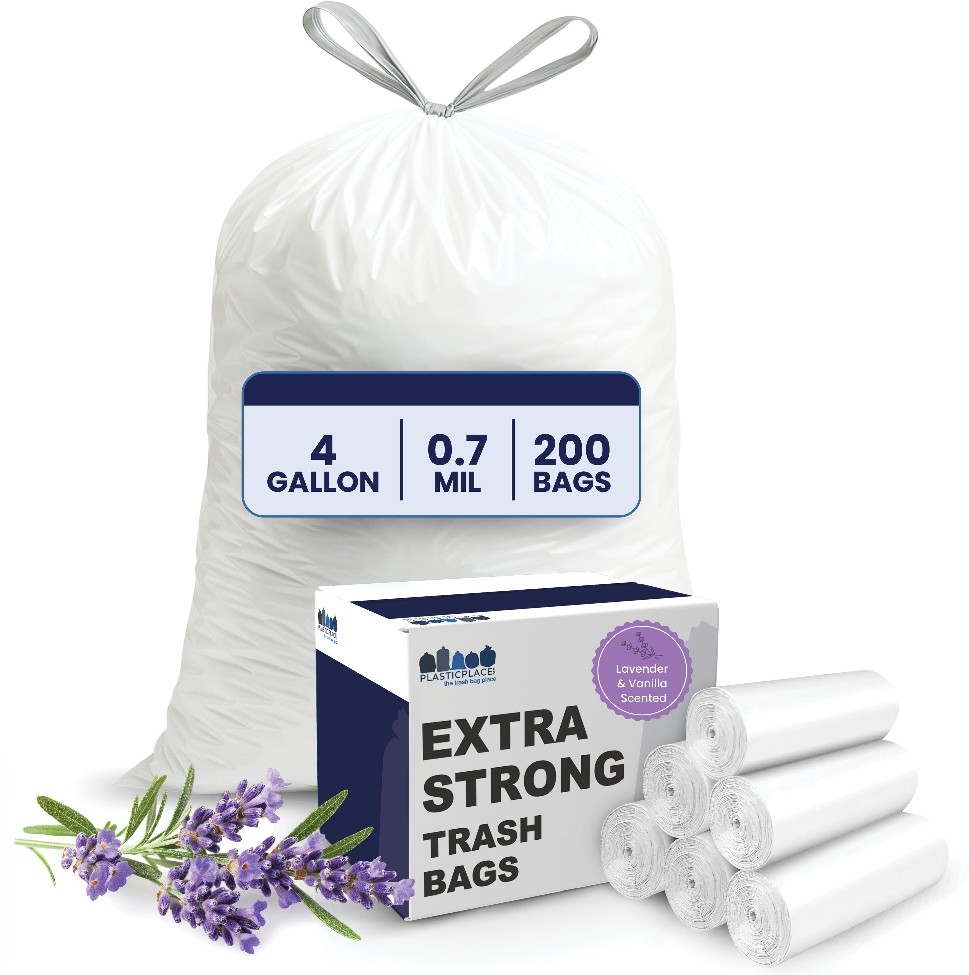 4-Gallon Scent free White Indoor Plastic Wastebasket Drawstring Trash Bag 200 -Count