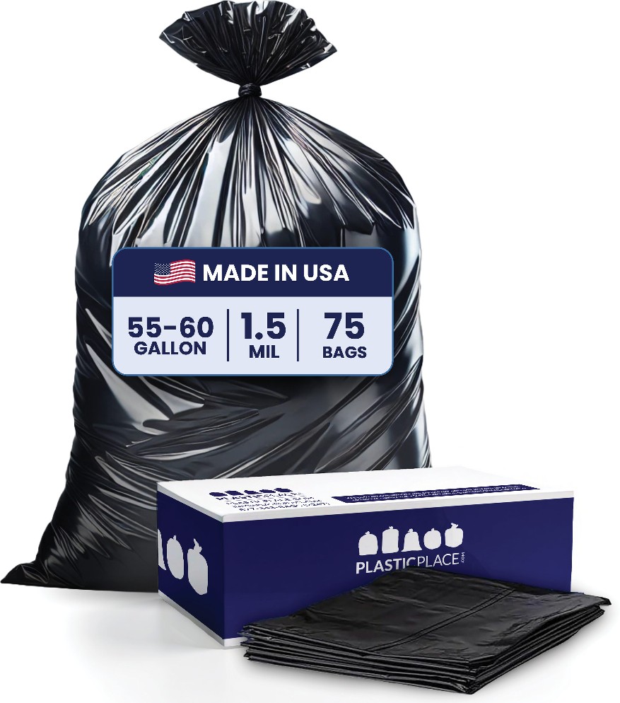 55-Gallon Scent free Black Outdoor Plastic Can Twist Tie Trash Bag 75 -Count