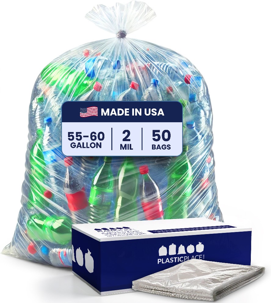 55-Gallon Clear Indoor Plastic Can Twist Tie Trash Bag 50 -Count