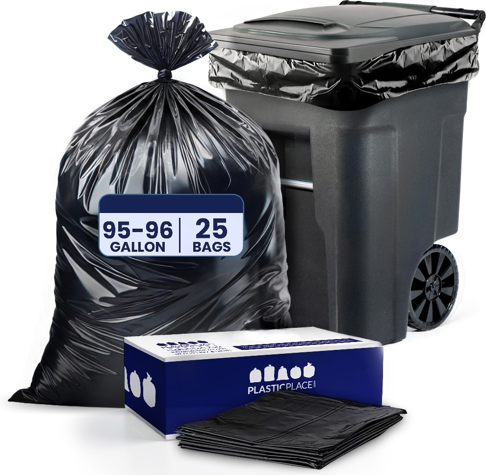 96-Gallon Scent free Black Indoor Plastic Can Twist Tie Trash Bag 25 -Count