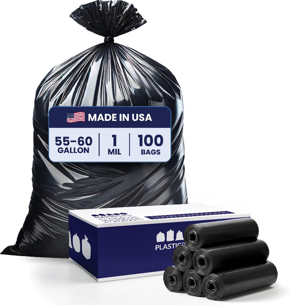 55-Gallon Black Indoor Plastic Can Twist Tie Trash Bag 100 -Count