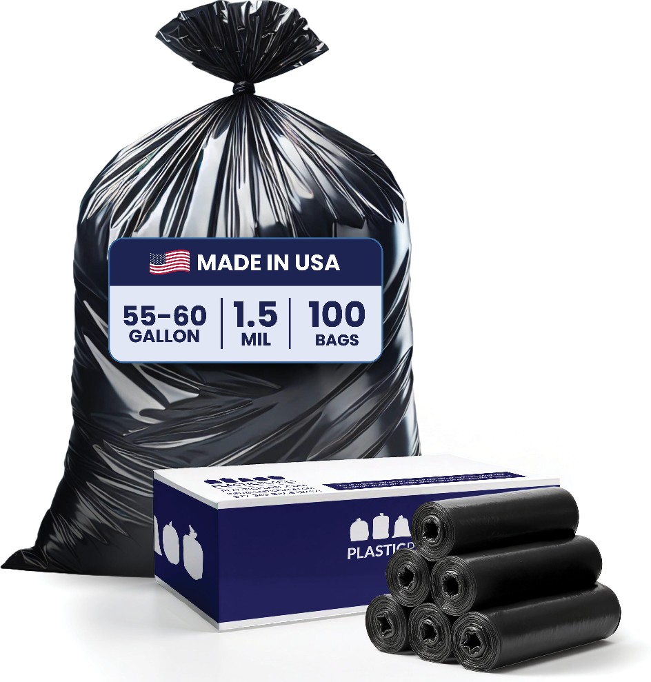 55-Gallon Black Indoor Plastic Can Twist Tie Trash Bag 100 -Count