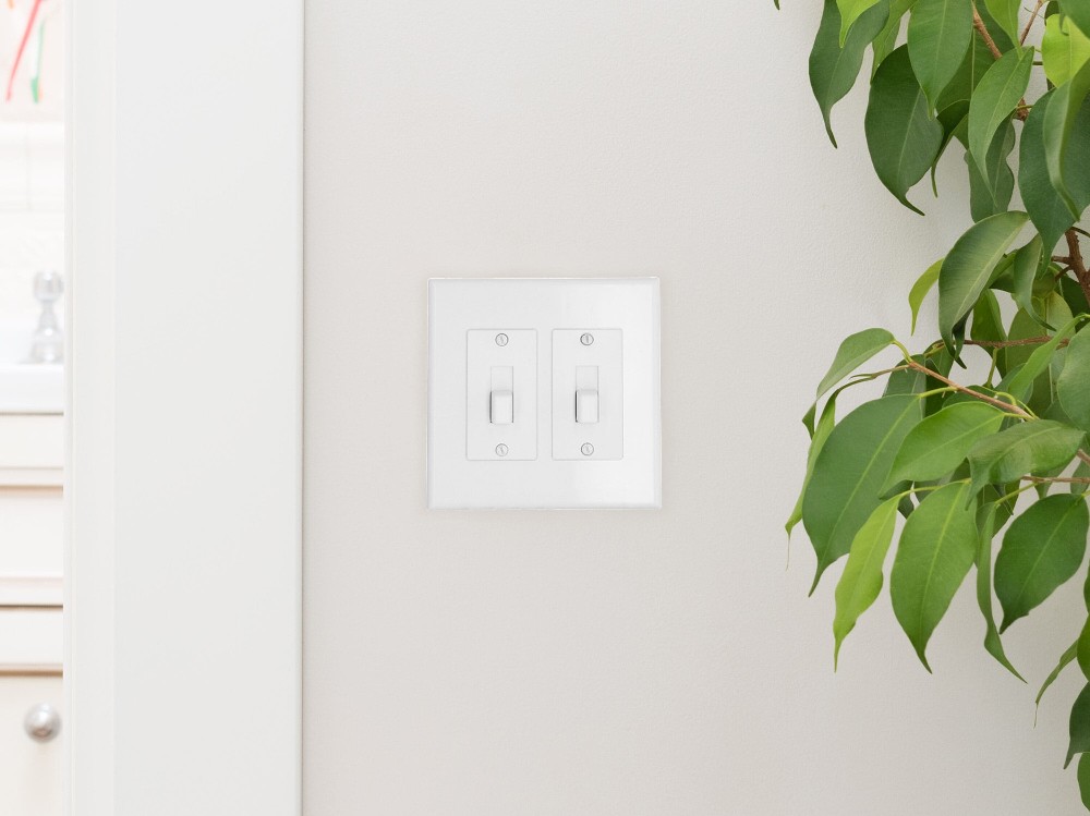 TayMac Revive 2 -Gang Jumbo Size White PVC Indoor Toggle Wall Plate