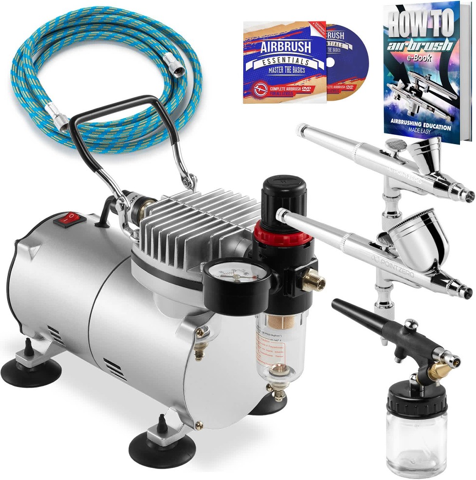 Dual-Action Airbrush Kit with 3 Airbrushes