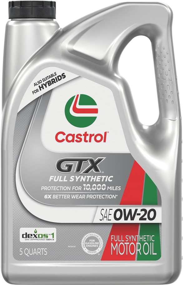 Castrol GTX Full Synthetic 0W-20 Motor Oil, 5 Quarts