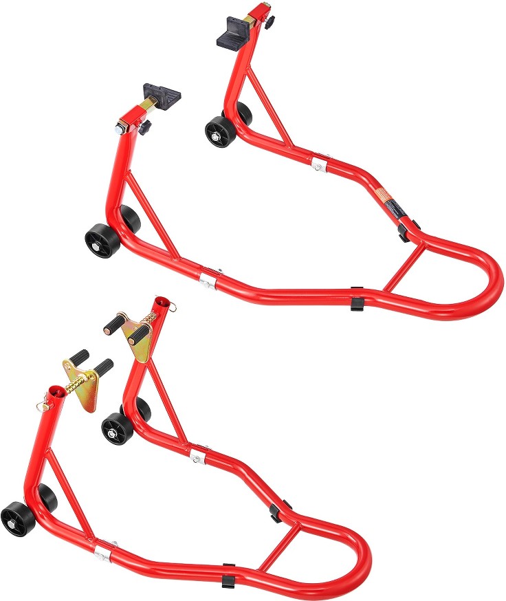Motorcycle Stand Lift. 850lbs Capacity Front and Rear Combo. U+L Fork Spool for Yamaha. Honda. Kawasaki. Suzuki