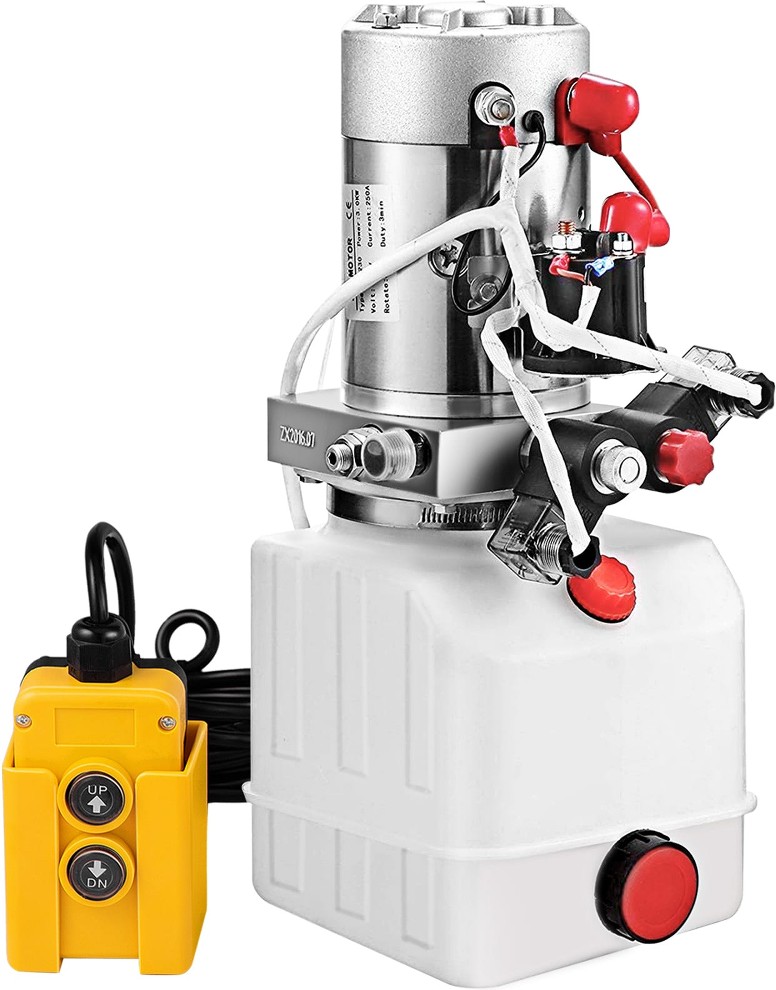 Hydraulic Pump 4 Quart Electric Double Acting Hydraulic Pump for Dump Trailer. Plastic Reservoir