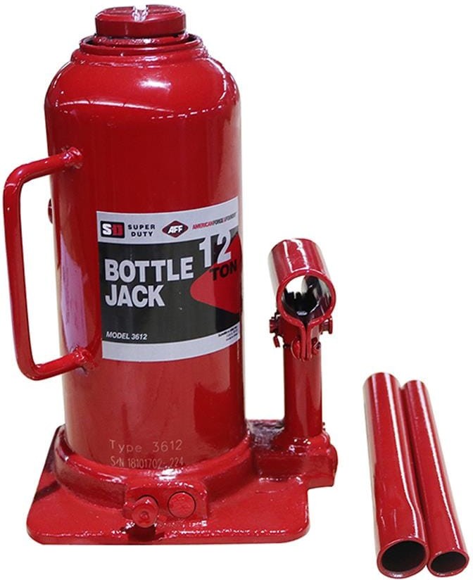 Red 12-Ton Steel Manual Bottle jack