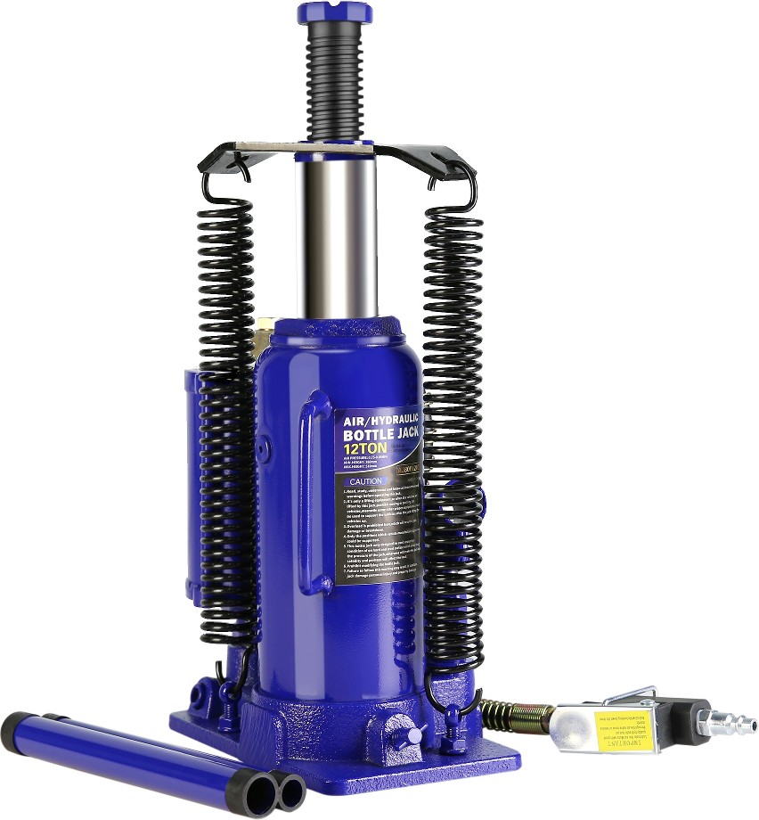 Blue 12-Ton Steel Air/Hydraulic Bottle jack