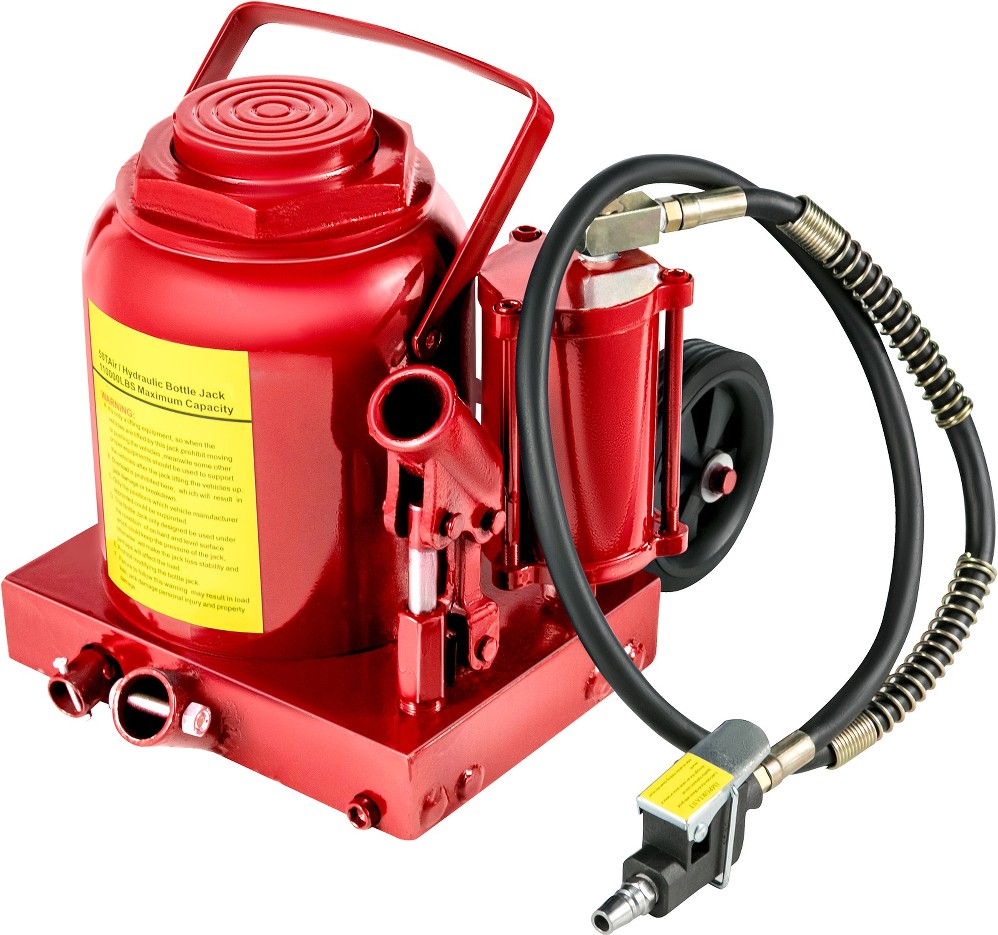 Red 50-Ton Steel Air/Hydraulic Bottle jack
