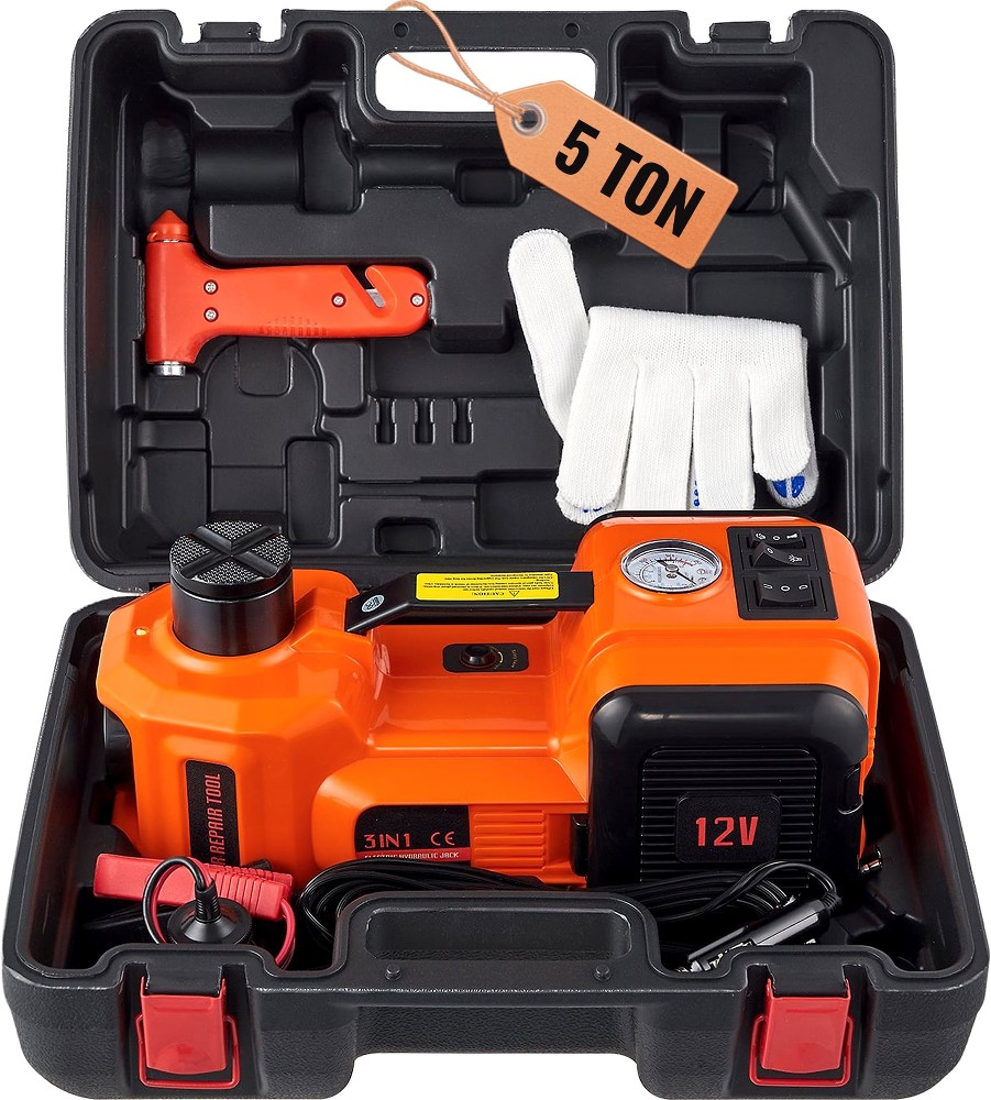 Orange 5-Ton Aluminum/Steel Electric Jack kit